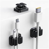 Lamicall [3 in 1] Spring Cable Holder Clips - [6 Pack] Wire Holder Organiser, No-residue Adhesive Cord Management, Desk Tidy for USB Charger Cable, Power Cords, Wall, PC, Car, Office, Home - Black