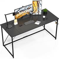 Devoko Computer Desk, Home Office desk with Hook, Study Writing Desks, Laptop Table for Home Workstations, Industrial Design Black Desk Metal Frame