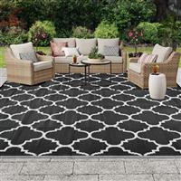 OIGAE Large Outdoor Rug Reversible Lightweight Plastic Carpet Weather & UV Resistant Grey Rug Patios Rugs Garden Mat Camping, Beach & Picnics Portable Anti-slip Rug