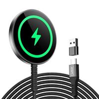 ESR for MagSafe Charger 15W Wireless Charger for iPhone 16 Pro Max/16 Pro/16/16 Plus/15/14/13/12 Apple Magnetic Charging Pad for AirPods 4/3/Pro/Pro 2 Galaxy S25 Series with Dual USB A/C Ports, Black