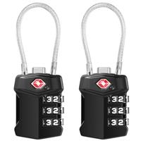Blendura TSA Approved Luggage Locks, 2 Pack TSA Suitcase Locks, 3 Digit Combination Suitcase Padlocks, Flexible Combination Travel Padlock for Suitcases Luggage Case Bag Code Lock, Black