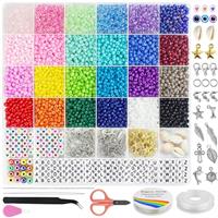 Dazhqp 7000pcs 3mm Glass Seed Beads for Bracelet Making Kit, Small Beads Friendship Bracelet Making kit, DIY Art Craft Girls Gifts