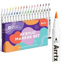 Arrtx Acrylic Marker Pen, Water Based Brush Tip Paint Markers for Stone, Glass, Easter Egg and Fabric Painting-Arts and Crafts for Adults