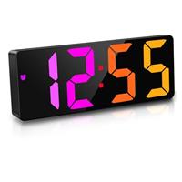 JQGO Digital Alarm Clock, Mirror Bedside Alarm Clocks Snooze with Temperature Date Time Display in B