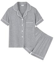 SWOMOG Kids Pyjamas Girls Boys Short Sleeve Button Down PJs Sets Soft Breathable Sleepwear Children Nightwear Teens Age 4-16