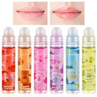 AOOWU 4 Pcs Hydrating Lip Oil Set, Fruit-Flavored Plumping Lip Oil For Dry Lip, Long Lasting Lip Glow Balm Lip Care, Transparent Moisturizing No-Sticky Lip Gloss(Peaches, Strawberry, Grape, Cherry)