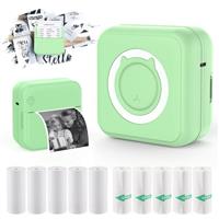 HUIJUTCHEN Mini Pocket Printer Portable Thermal Photo Printer with 10 Rolls Printing Paper for Android or iOS APP, Bluetooth Inkless Printer Labler Maker