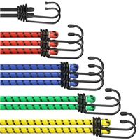Adiwo Bungee Cords with Hooks, 12Pcs Heavy Duty Elastic Bungee Straps, Weatherproof & UV-Resistant, Mixed Sizes Bungees for Securing Luggage, Furniture Protection, Hand Truck, Camping, Motorcycle
