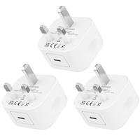 USB C Plug iPhone Charger [MFi Certified] 3 Pack 20W PD 3.0 Delivery Fast Charger USB Type C Wall Plug Power Adapter UK Compatible iPhone 15/14/13/12/11 Pro/Pro Max/Mini/XS Max/XR/SE 2020, iPad/Air