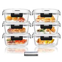 Hcrvvi Food Containers, Leakproof Glass Containers With Lids, Meal Prep Containers Reusable 2 Pieces 640ml Capacity Microwave, Freezers & Dishwashers Safe