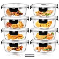 Hcrvvi Food Containers, Leakproof Glass Containers With Lids, Meal Prep Containers Reusable 2 Pieces 640ml Capacity Microwave, Freezers & Dishwashers Safe