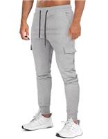 Suwangi Mens Jogger Tracksuit Bottoms Jogging Sweatpants Gym Athletic Slim Fit Cotton Casual Elastic Waistband Trousers with Multi Pocket