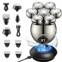 ETENTOUS Head Shavers for Bald Men 2025 Upgraded 6-in-1 Head Shaver IPX7 Waterproof Wet/Dry Electric Razor Rechargeable Mens Electric Shaver with Type-C Charge 90 Mins Longer Using Time