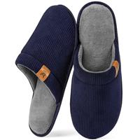 VeraCosy Men's Corduroy Scuff Slippers Soft Comfy Memory Foam Non-slip Indoor House Shoes