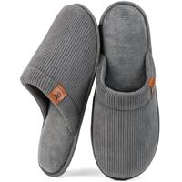 VeraCosy Men's Corduroy Scuff Slippers Soft Comfy Memory Foam Non-slip Indoor House Shoes