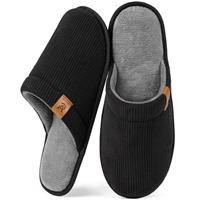VeraCosy Men's Corduroy Scuff Slippers Soft Comfy Memory Foam Non-slip Indoor House Shoes