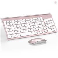 Wireless Keyboard and Mouse Ultra Slim Combo, TopMate 2.4G Silent Compact USB 2400DPI Mouse and Scissor Switch Keyboard Set with Cover, 2 AA and 2 AAA Batteries, for PC/Laptop/Windows/Mac