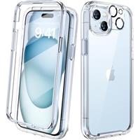 Diaclara Designed for iPhone 15 phone Case, Full Body Rugged Case with Built-in Touch Sensitive Anti-Scratch Screen Protector, with Camera Lens Protector for iPhone 15 6.1" (Frosted Clear)