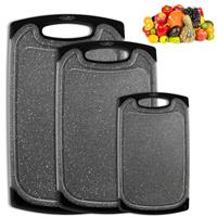 Funnydin 3 Pieces of Chopping Board Set, Different Sizes, Cutting Boards for Meat, Vegetables, Fruits, Dishwasher Safe, Chopping Boards for Kitchens (Black)