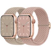 2 Pack Stretchy Braided Solo Loop Compatible for Apple Watch Straps 38mm 40mm 41mm 42mm 44mm 45mm 46mm 49mm, Adjustable Sport Stretch Elastic Band for iWatch SE/Ultra2/Series 10 9 8 7 6 5 4 3 2 1