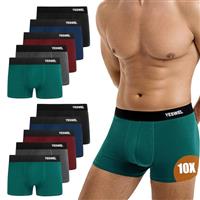 YESWEL Mens Boxers 10 Pack, Cotton Retro Boxer Shorts, Breathable Underwear Briefs, No Itchy Labels Underpants (S-4XL)