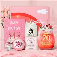 Tecanne Birthday Gifts for Women, Birthday Pamper Gifts for Her, Personalised Glass Wine Glass Gift Set, Gin Gift Box for Mum, Sister, Best Friends