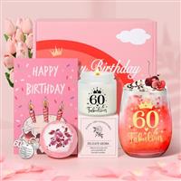 Tecanne Birthday Gifts for Women, Birthday Pamper Gifts for Her, Personalised Glass Wine Glass Gift Set, Gin Gift Box for Mum, Sister, Best Friends
