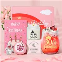 Tecanne Birthday Gifts for Women, Birthday Pamper Gifts for Her, Personalised Glass Wine Glass Gift Set, Gin Gift Box for Mum, Sister, Best Friends