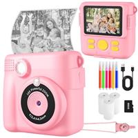 Instant Print Camera, Kids Camera Digital Camera 1080P HD Photo and Video Recording with 32G SD Card, 3 Rolls Photo Paper for Age 6-12 Boys and Girls Birthday Chirstmas Gifts