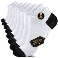YouShow Cushioned Trainer Socks for Men Women, 8 Pairs Anti-Blister Athletic Ankle Socks Cotton Breathable Low Cut Sports Running Multipack