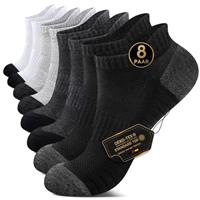 YouShow Cushioned Trainer Socks for Men Women, 8 Pairs Anti-Blister Athletic Ankle Socks Cotton Breathable Low Cut Sports Running Multipack