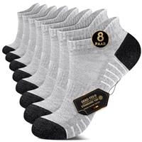 YouShow Cushioned Trainer Socks for Men Women, 8 Pairs Anti-Blister Athletic Ankle Socks Cotton Breathable Low Cut Sports Running Multipack