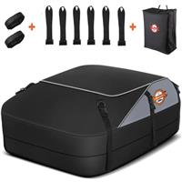 Sailnovo Car Roof Bag, 20 Cubic Feet Large Roofing Cargo Carrier Bags Waterproof Soft Rooftop Luggage Storage Box for Any Cars with Roof Rack/Rails/Bars, Black