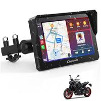 Carpuride W702 Motorcycle GPS Carplay Screen, Wireless CarPlay & Android Auto, Portable Car Stereo for Motorbike, 7 Waterproof Touchscreen, Bluetooth Trans, Navigation, Siri.