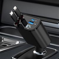 COCIVIVRE Retractable USB C Fast Car Charger, 4 in 1 with 60W Power, Retractable Cables (2.6Ft) and 2 USB Ports, Compatible with iPhone 15/14/13/12/Pro Max/Plus/Pro/iPad, Galaxy S23/S22