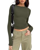 LACOZY Womens Fall Scoop Neck Gym Tops Long Sleeve Baby Work