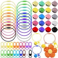 Mardatt 60Pcs Colorful Wire Key Chain Cable, Metal Round Bel