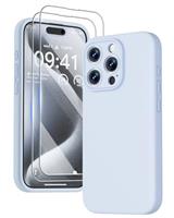 GOODVISH 3 IN 1 for iPhone 15/15 Pro/15 Pro Max/16/16 Pro/16 Pro Max/16e Case, Upgraded Camera Protection, 2X HD Screen Protector, Liquid Silicone Anti-Scratch Shockproof Anti-Fingerprint Phone Case