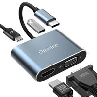 4K Dual Monitor Adapter 4-In-1 USB C to Dual HDMI Adapter with 100W PD Charging, USB 3.0, USB C Splitter Extended Display for iPhone 16/15 series, iPad Pro, MacBook, Dell XPS, Surface, Galaxy