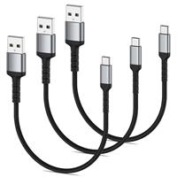 ULIFTUS Short USB C Cable 3Pack, Nylon Type C Fast Charging Cable Braided USB A to USB C Lead for Samsung Galaxy S23 S22 S21 S20 S10 S9 Note 10 9 8, Pixel