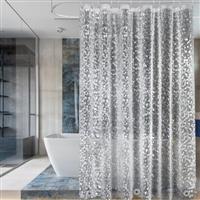 Shower Curtains Mould Proof Resistant -3D Effect Pebble Clear Shower Curtain with 3 Magnets, PEVA Waterproof Bathroom Curtains with 12 Hooks