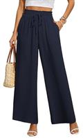 BEIGAI Women Trousers Elasticated High Waist Wide Leg Pants with Pockets Ladies Elegant Loose Lounge Palazzo Pants