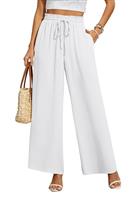 BEIGAI Women Trousers Elasticated High Waist Wide Leg Pants with Pockets Ladies Elegant Loose Lounge Palazzo Pants