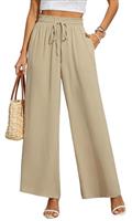 BEIGAI Women Trousers Elasticated High Waist Wide Leg Pants with Pockets Ladies Elegant Loose Lounge Palazzo Pants