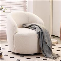 DEKKETO Swivel Cuddle Chair, Round Accent Tub Armchair with 360 Rotating Metal Base, Comfy Cozy Boucle Chair Sofa Reading Chair for Living Room Bedroom