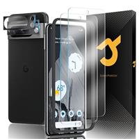 JZG 2+2 Pack Tempered Glass for Google Pixel 8 Pro Screen Protector, 2 Pack Camera Lens Protector, Temperature Sensor & Support Fingerprint Unlock, Easy Installation, Anti-Scratch, HD Clear