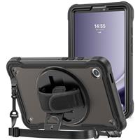 ProCase Kids Case for Galaxy Tab A9 8.7 inch 2023 (SM-X110/X115/X117), Heavy Duty Shockproof Rugged Protective Case Cover with Pen Holder Hand Shoulder Strap Kickstand -Black