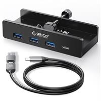 ORICO USB 3.0 Hub Clamp Adapter, Aluminum 4-Port USB Splitter with Extra Power Supply Port and 4.92 FT USB Data Cable, Ultra-Portable USB Expander for 2021 iMac/Laptop/PC