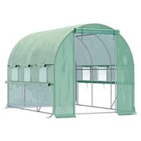 Outsunny 3 x 2 x 2m Polytunnel Greenhouse with Roll-up Sidewalls, Door and 6 Mesh Windows, Walk In Green House with UV-resistant PE Cover