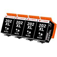 Clywenss 202 XL Black Ink Cartridges Compatible with Epson 202XL 202 XL Multipack for Expression Premium XP6100 XP6105 XP-6100 XP-6105 XP-6000 XP-6005 XP6000 XP6005 Printer Ink, 4-Black